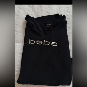 Bebe Black Rhinestone Logo mini lounge dress